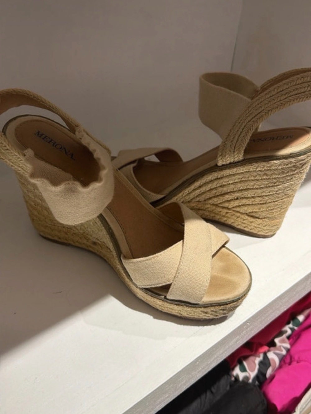Merona Neutral Canvas Espadrille Wedge Sandals